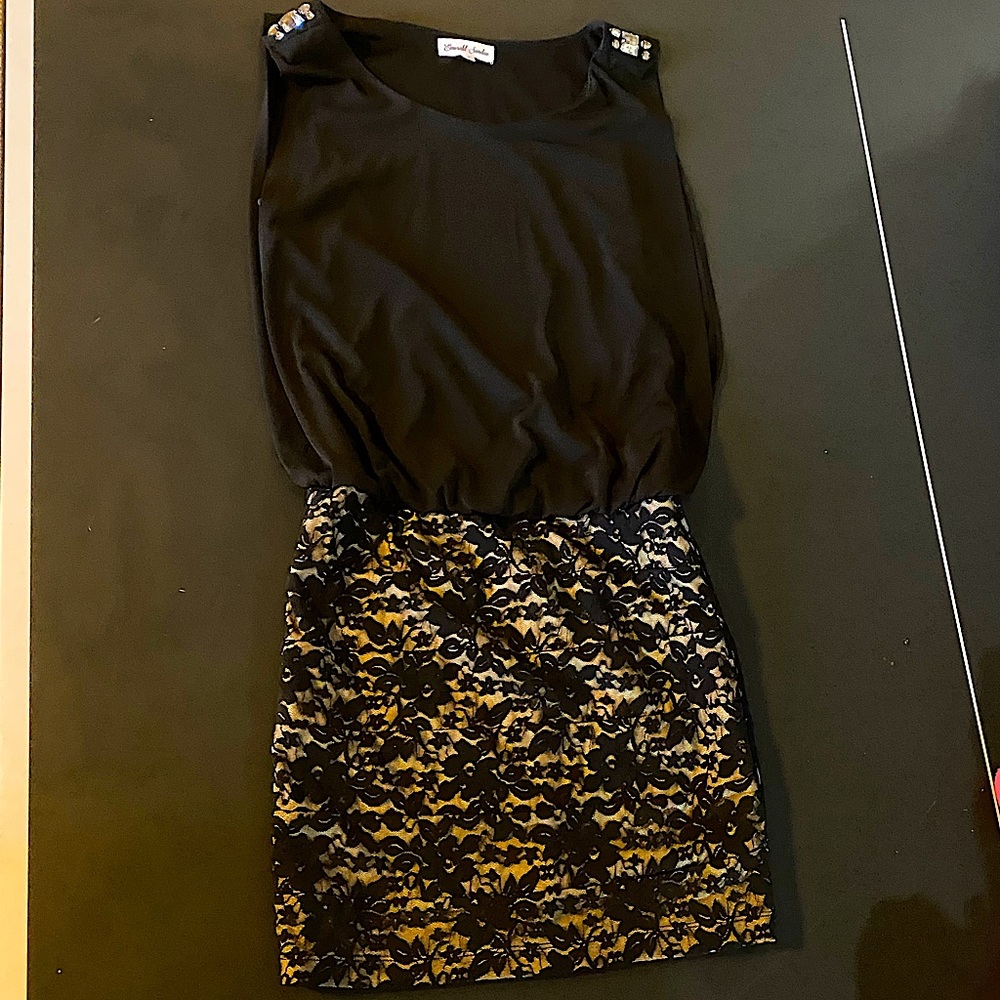 💖 Black and Tan Lace Mini Dress💖